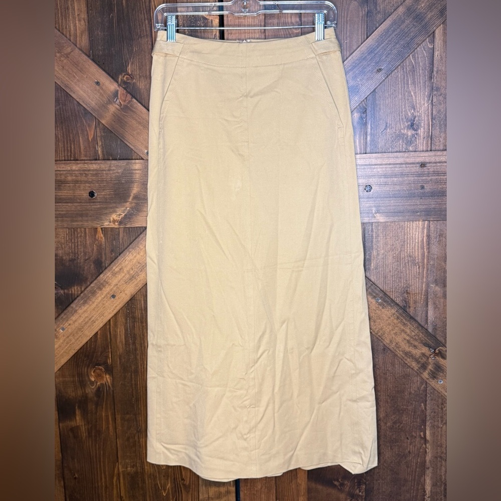 MAXMARA Camel Cotton Skirt Buckled Pleated Size 2